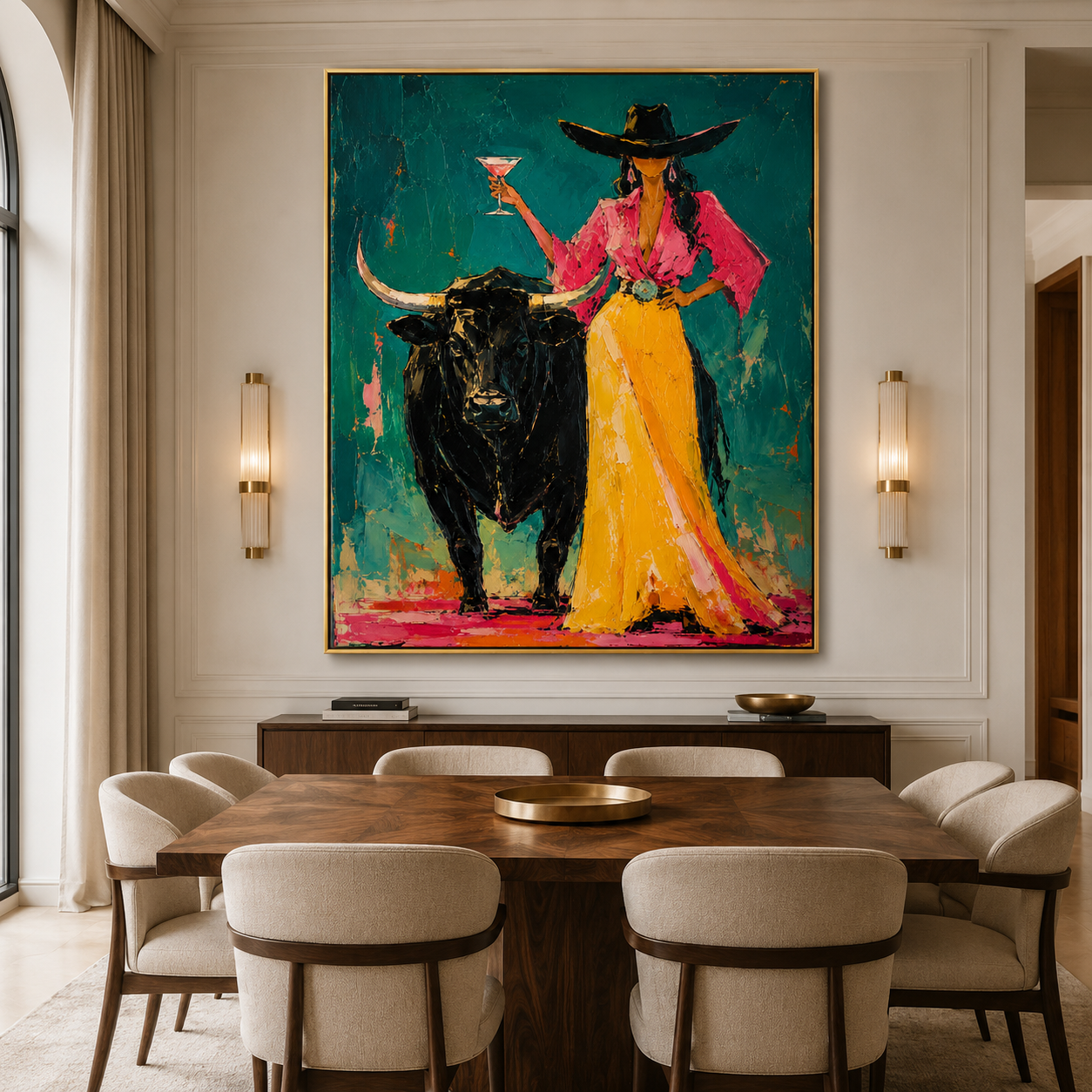 Golden Hour Cowgirl & Bull