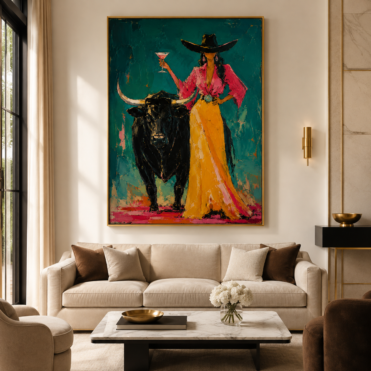 Golden Hour Cowgirl & Bull