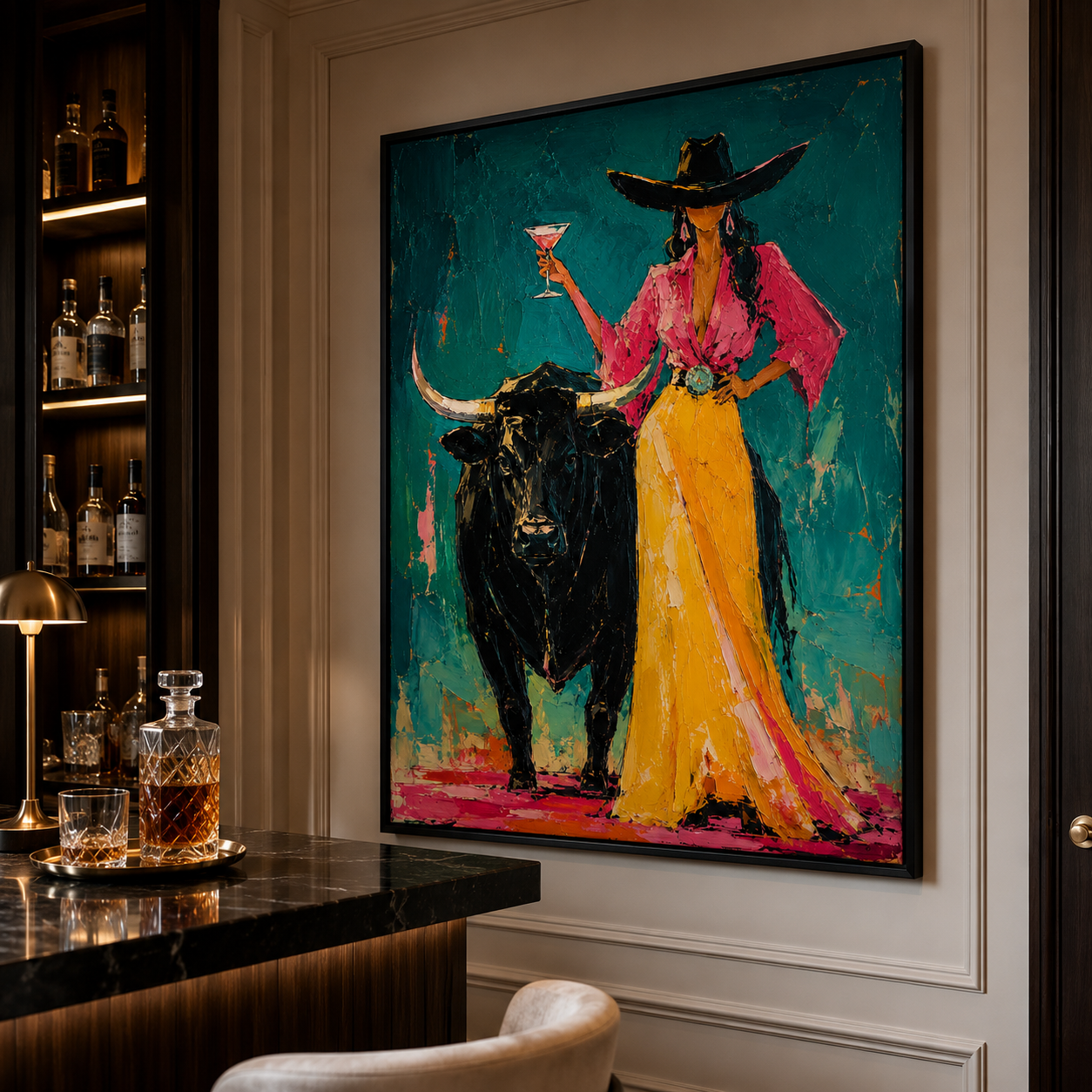 Golden Hour Cowgirl & Bull
