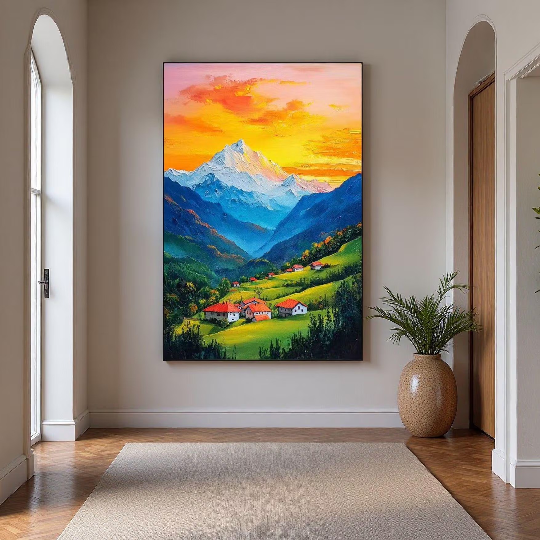 Sunlit Alpine Village