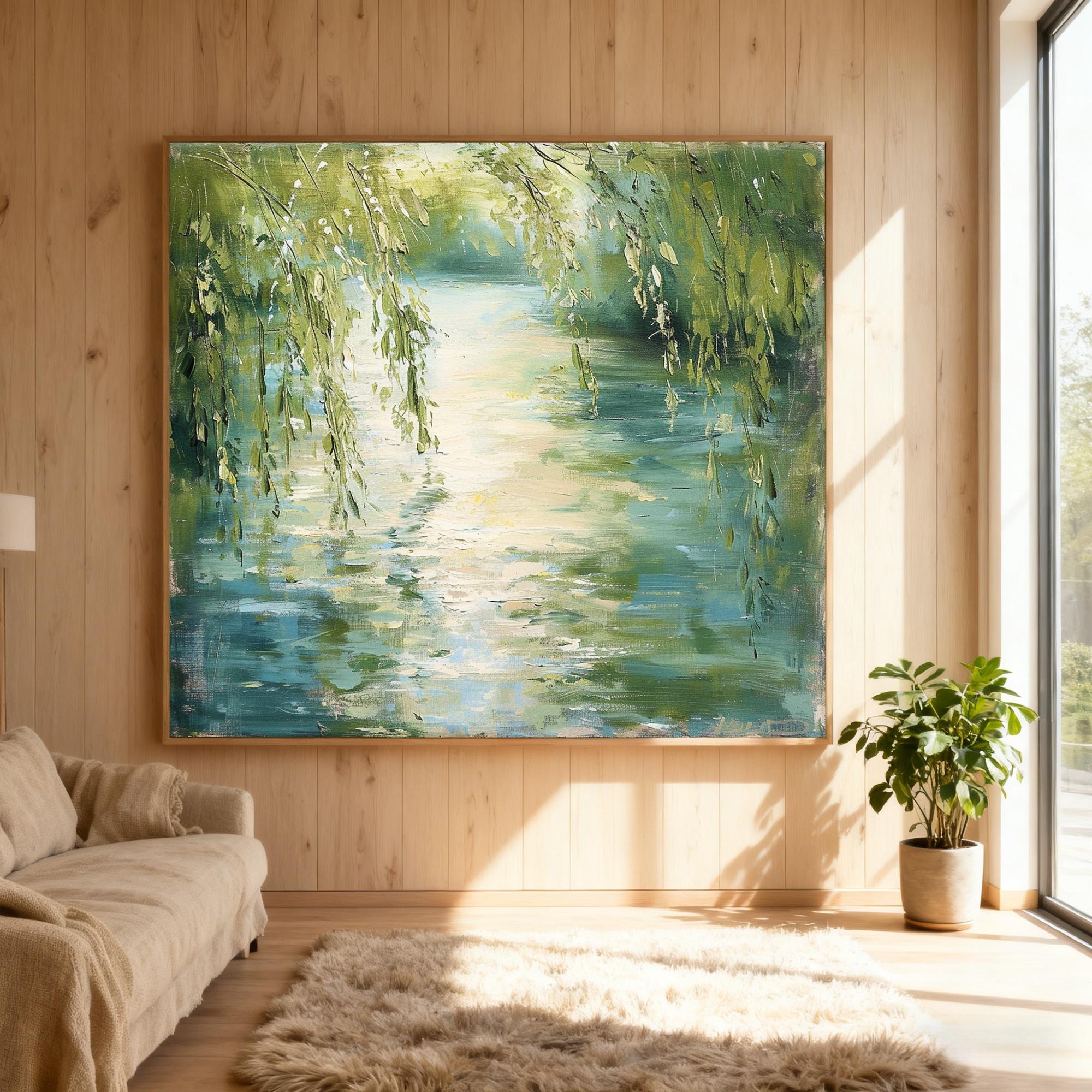 Sunlit Willow Reflections on Water