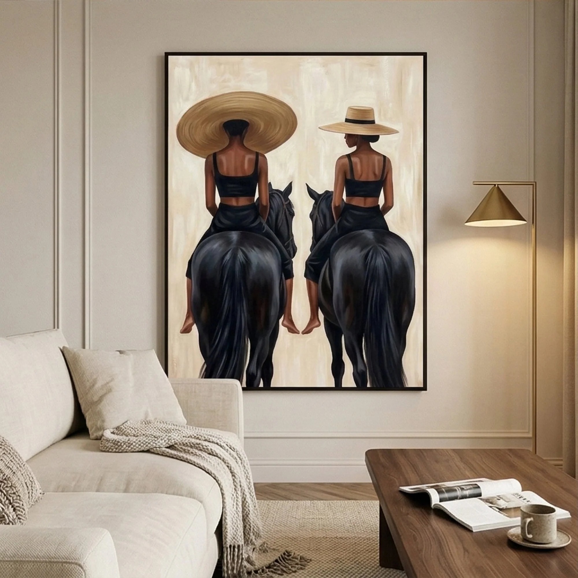 Sisters Riding - Vintage Art