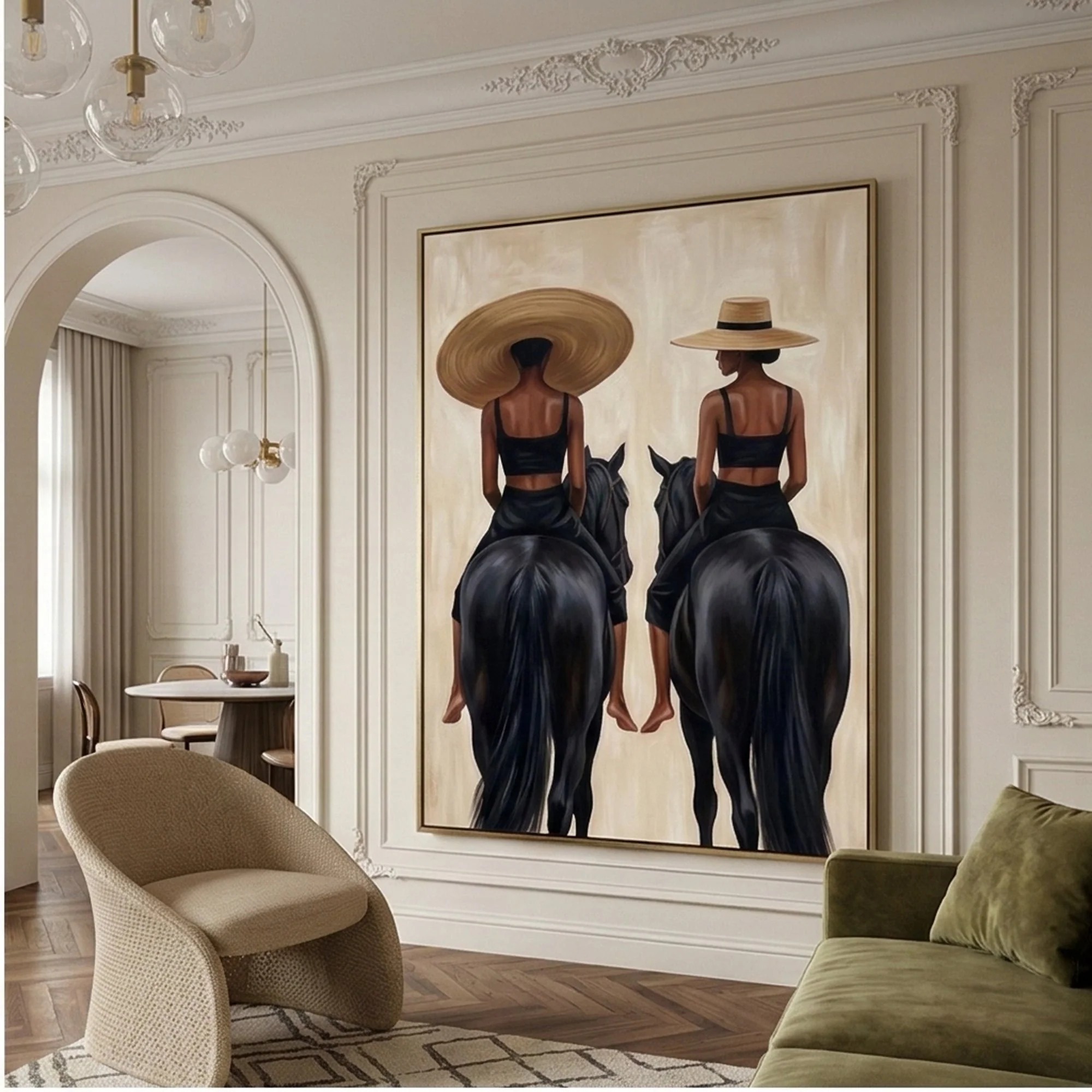 Sisters Riding - Vintage Art