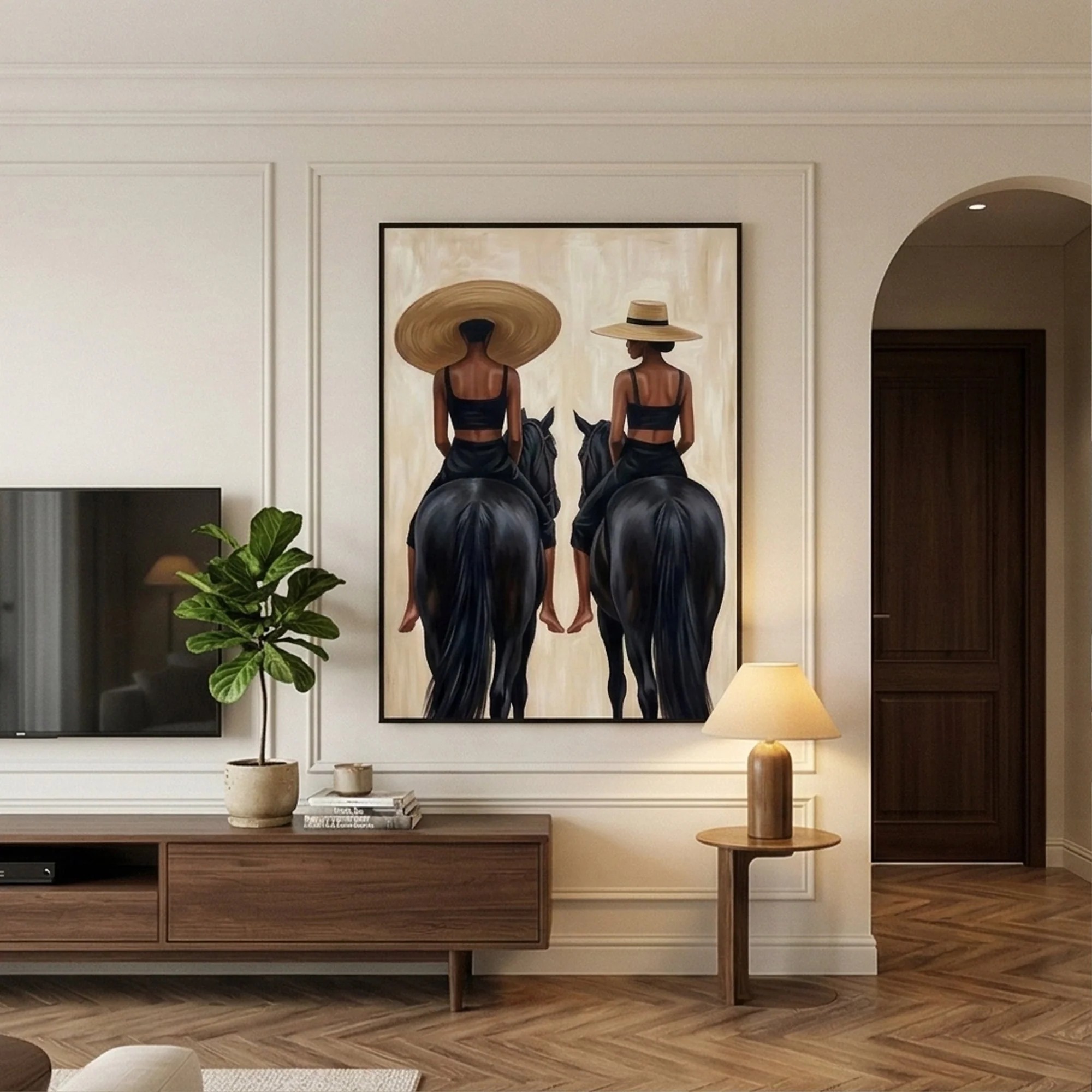 Sisters Riding - Vintage Art
