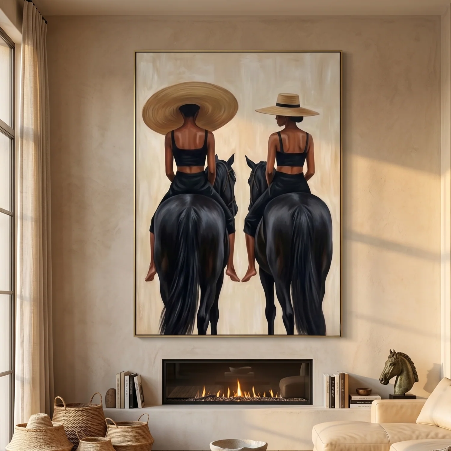 Sisters Riding - Vintage Art