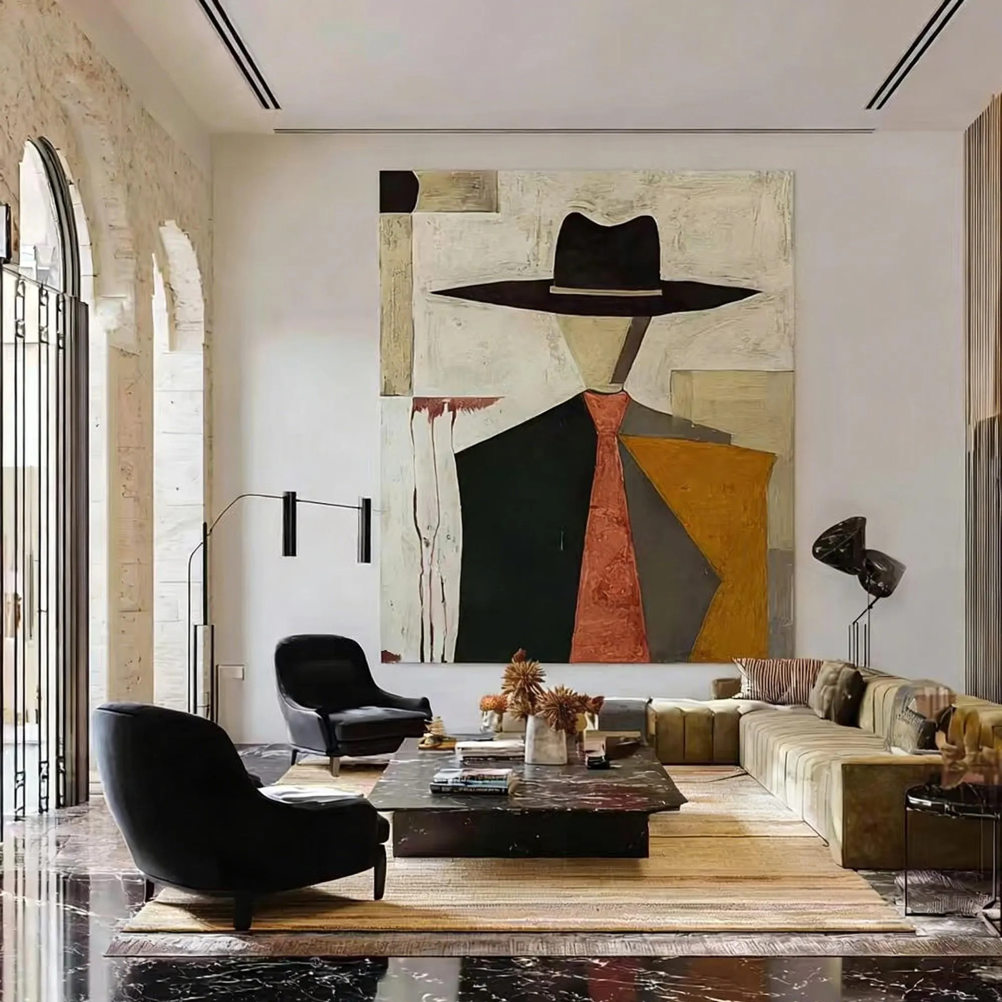 Abstract Gentleman In Hat Portrait
