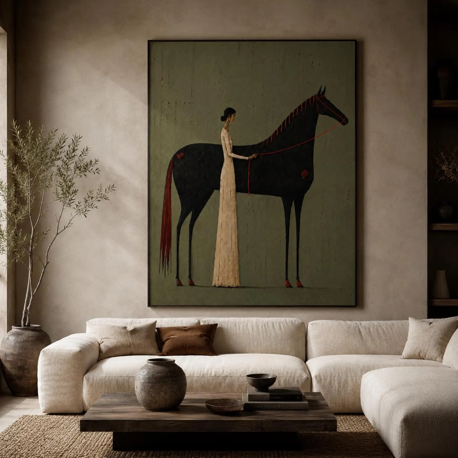 Quiet Elegance Woman and Horse Painting