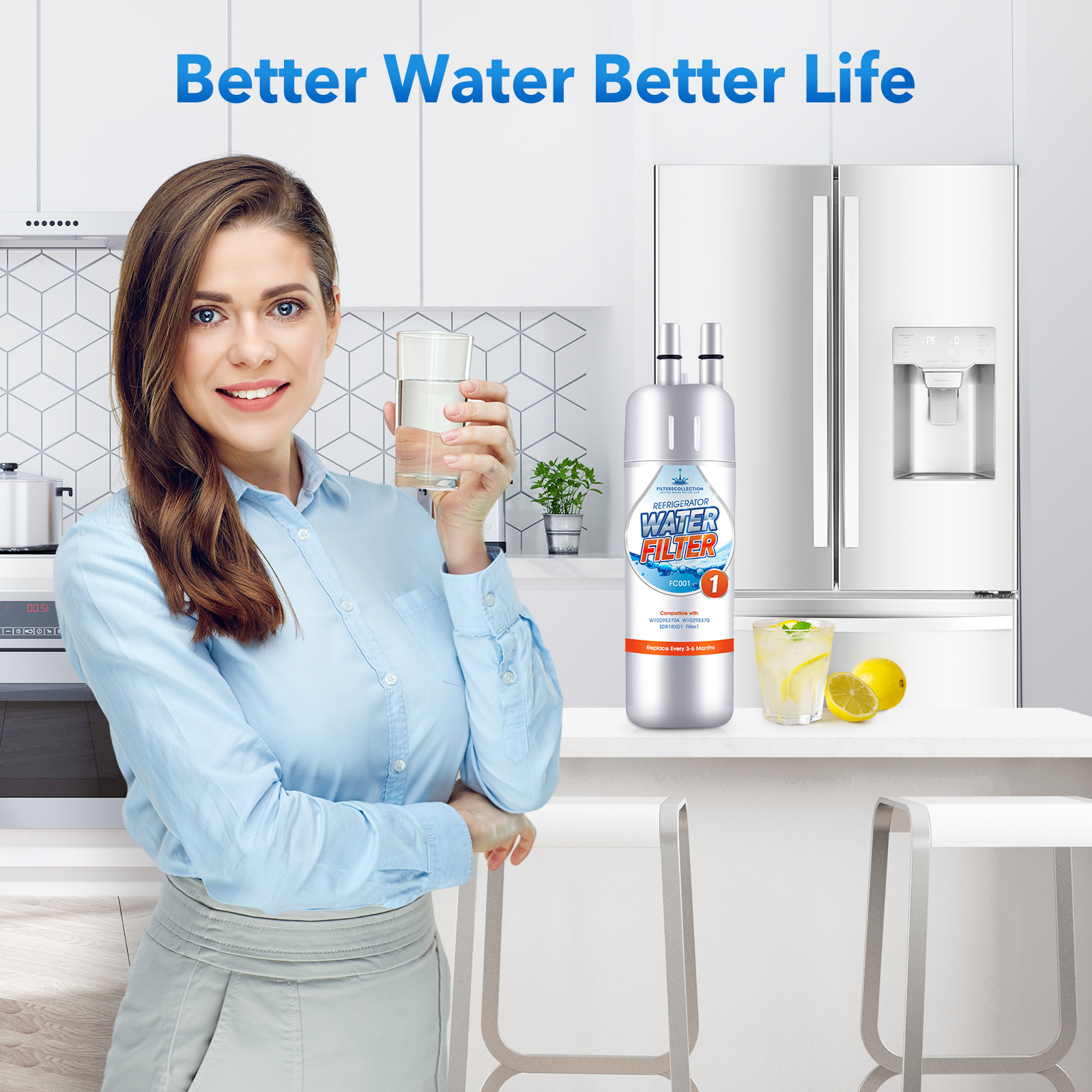 Refrigerator Water Filter 1 for Edr1rxd1 P8rfwb2l P4rfwb by Filterscollection