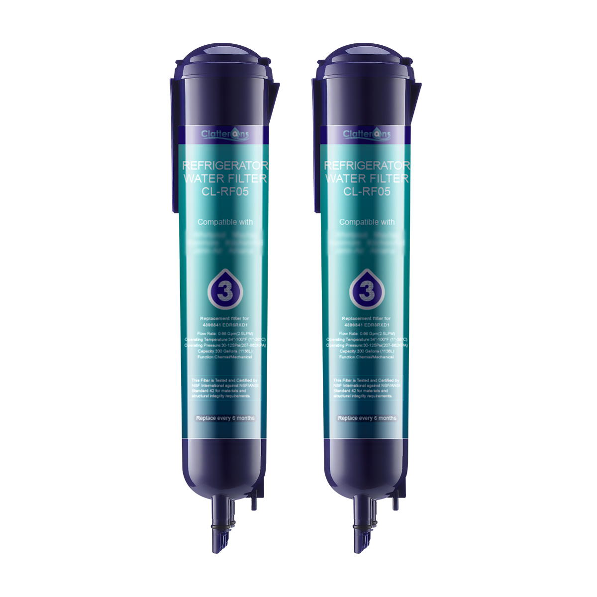 EDR3RXD1 Replacement Refrigerator Water Filter 3 for Ed2dhexwqoo Filter 3 4396841 9083 4396710 RF05 2 Packs