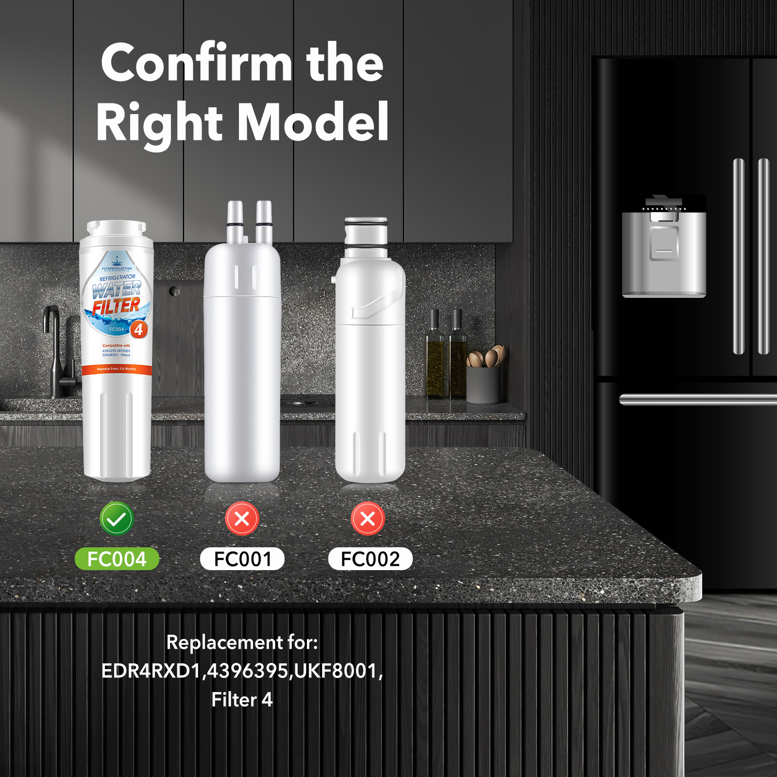 EDR4RXD1 Replacement Refrigerator Water Filter 4 for Ukf8001 4396395 Sp Wp400 3 Packs