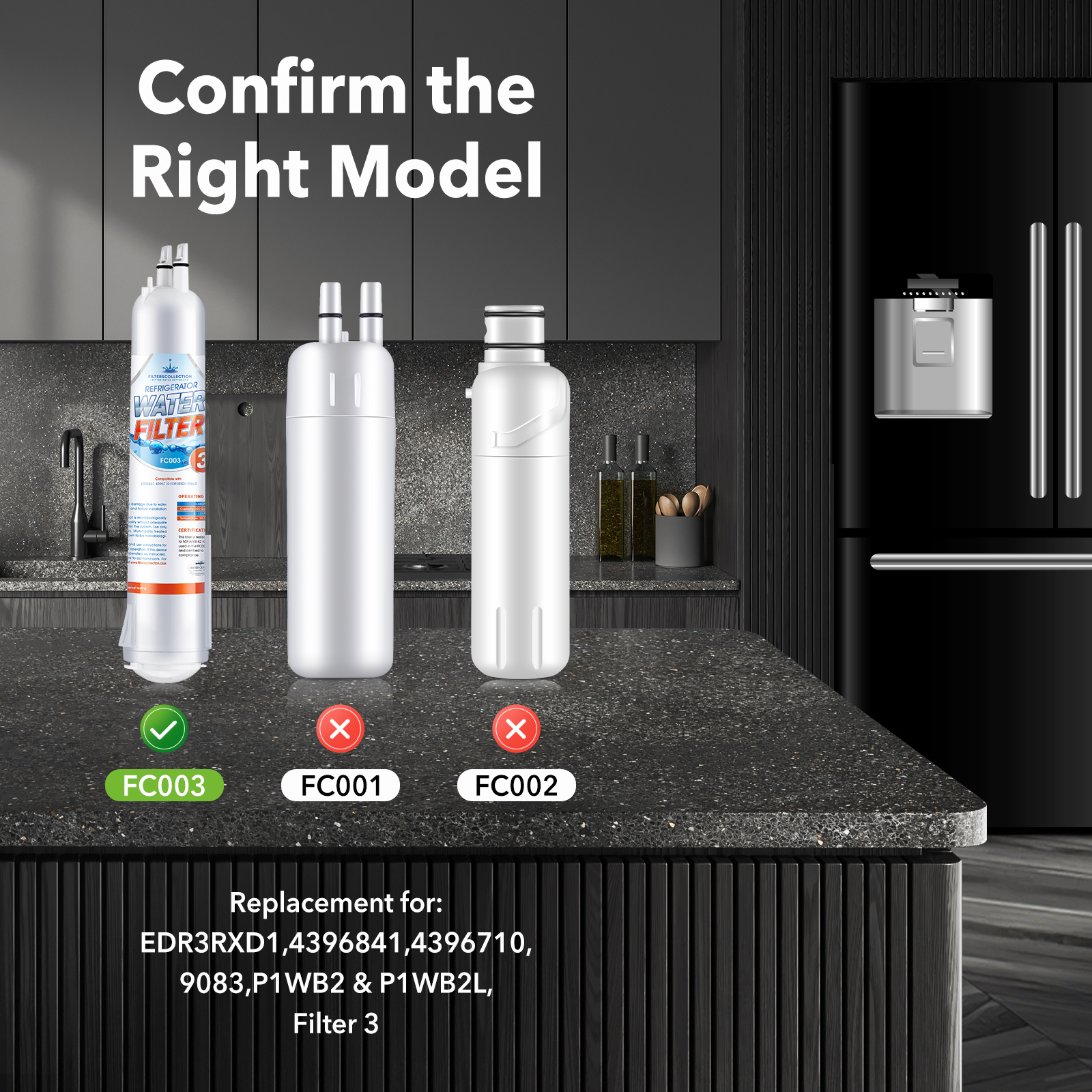 EDR3RXD1 Every drop Filter 3 Replacement Refrigerator Filter 4396841 4396710 ed5kvexv007 4 Packs