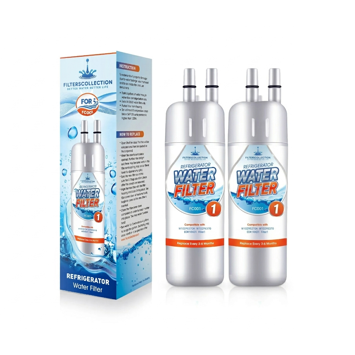 EDR1RXD1 Filter 1 Water Filter Replacement for W11602565, P4RFWB, P8WB2L, Kenmore 46-9930, 9081, 2-Pack Refrigerator Water Filters by Filterscollection