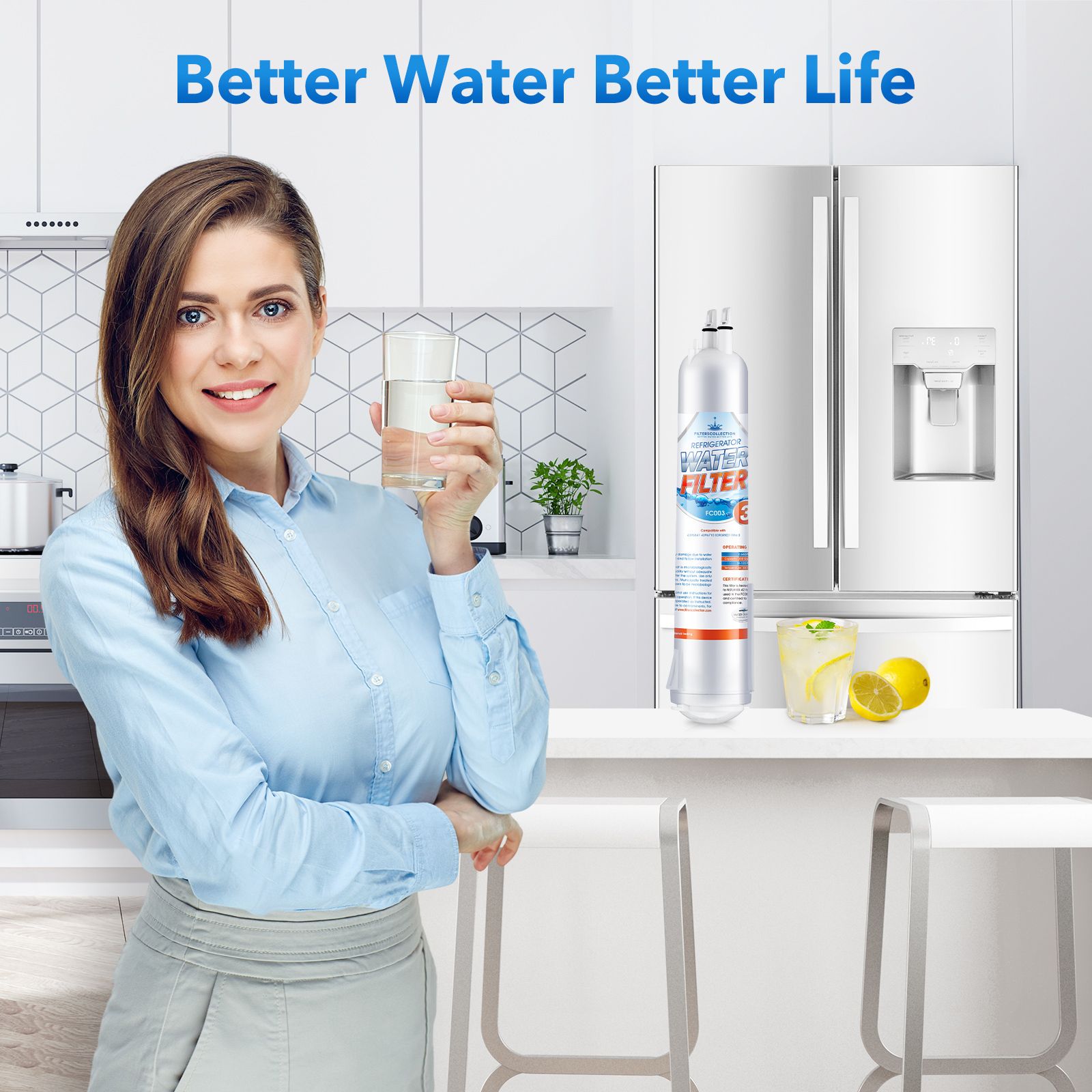 Edr3rxd1 Replacement Refrigerator Water Filter for RFC3800A 4396710 W10186667 3 Packs