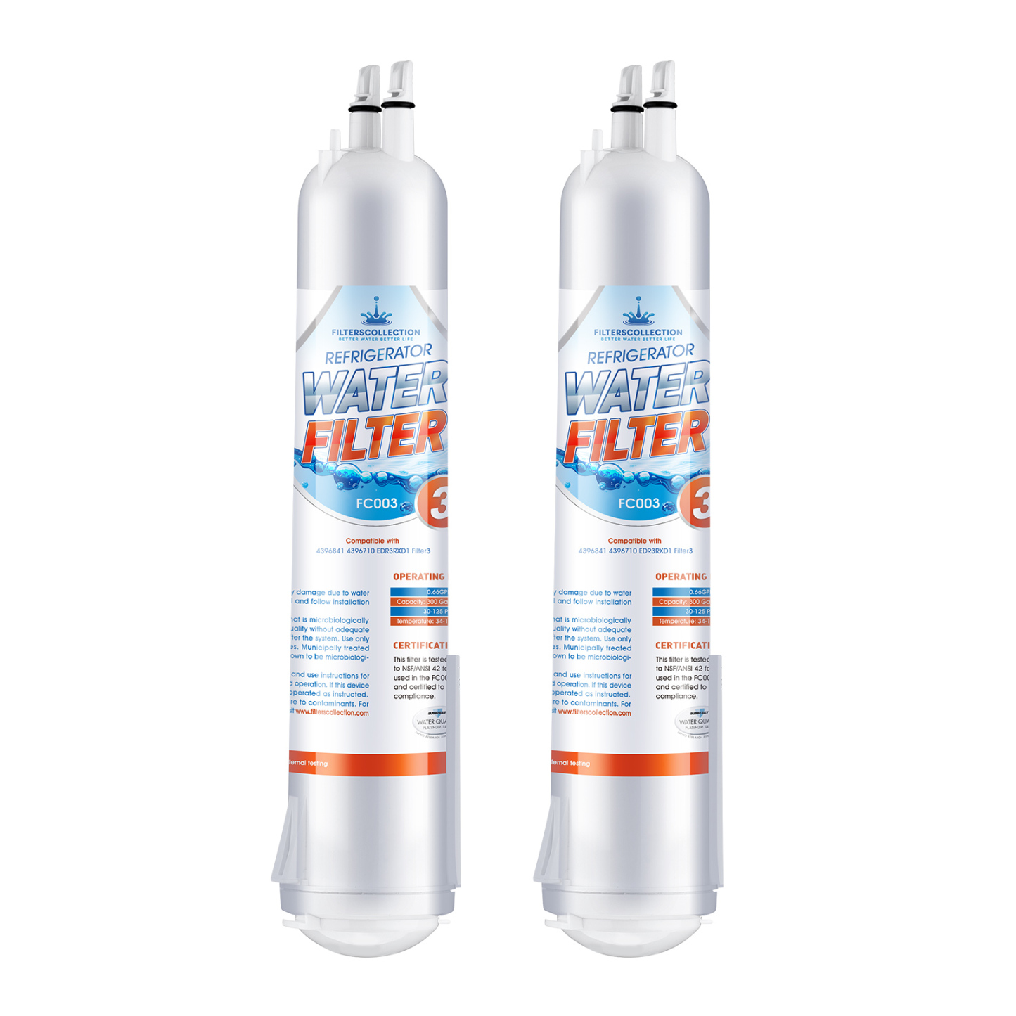 Edr3rxd1 Replacement Refrigerator Water Filter for RFC3800A 4396710 W10186667 3 Packs