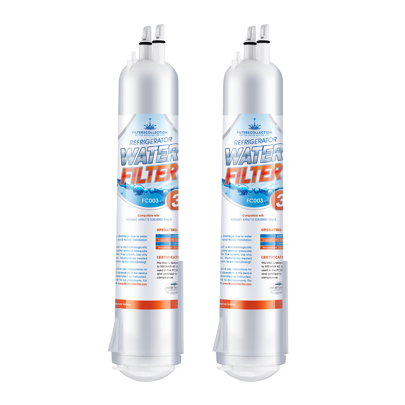 Edr3rxd1 Replacement Refrigerator Water Filter for RFC3800A 4396710 W10186667 3 Packs