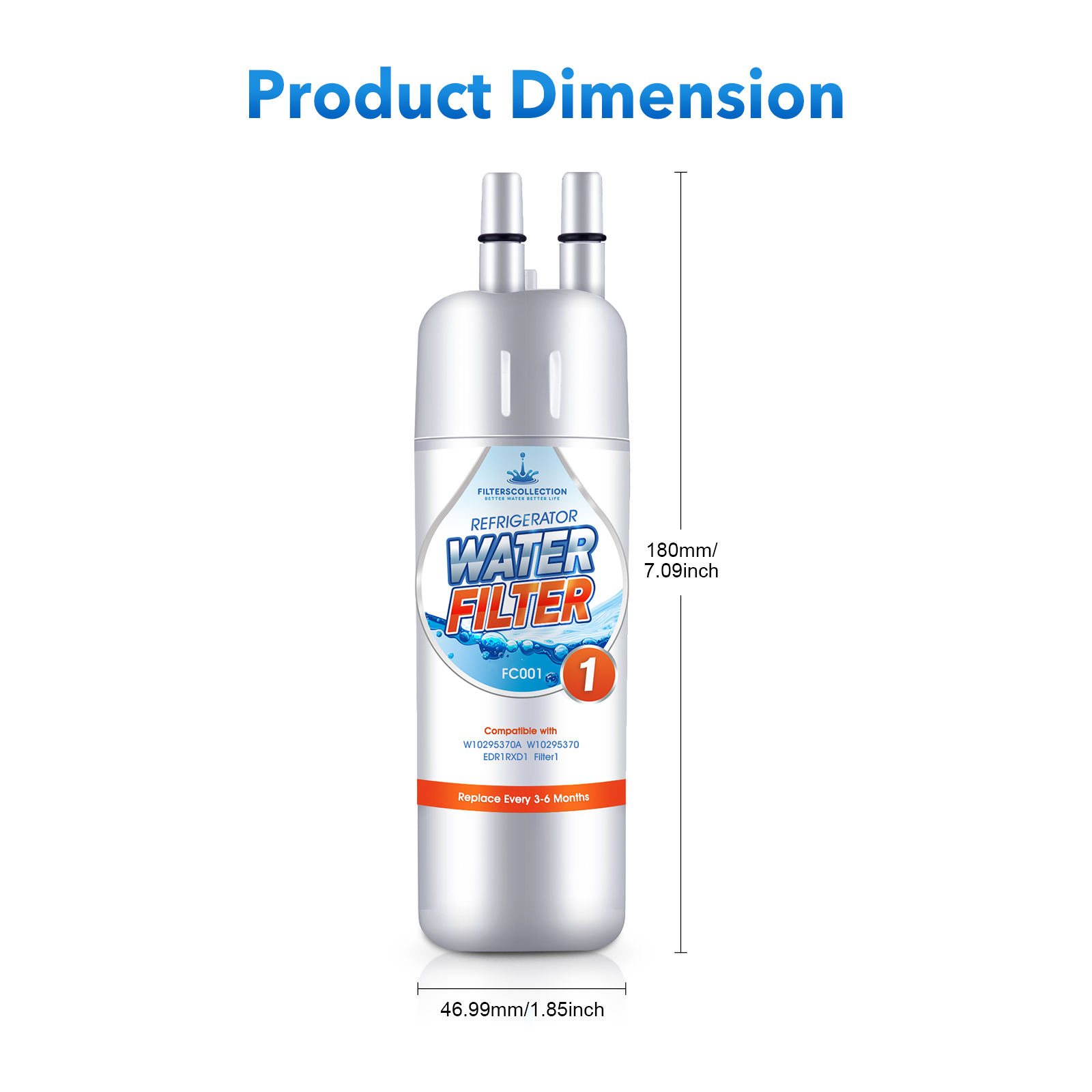 Refrigerator Water Filter for Edr1rxd1 W11602565 P4rfwb W10295370a 6 Packs by Filterscollection
