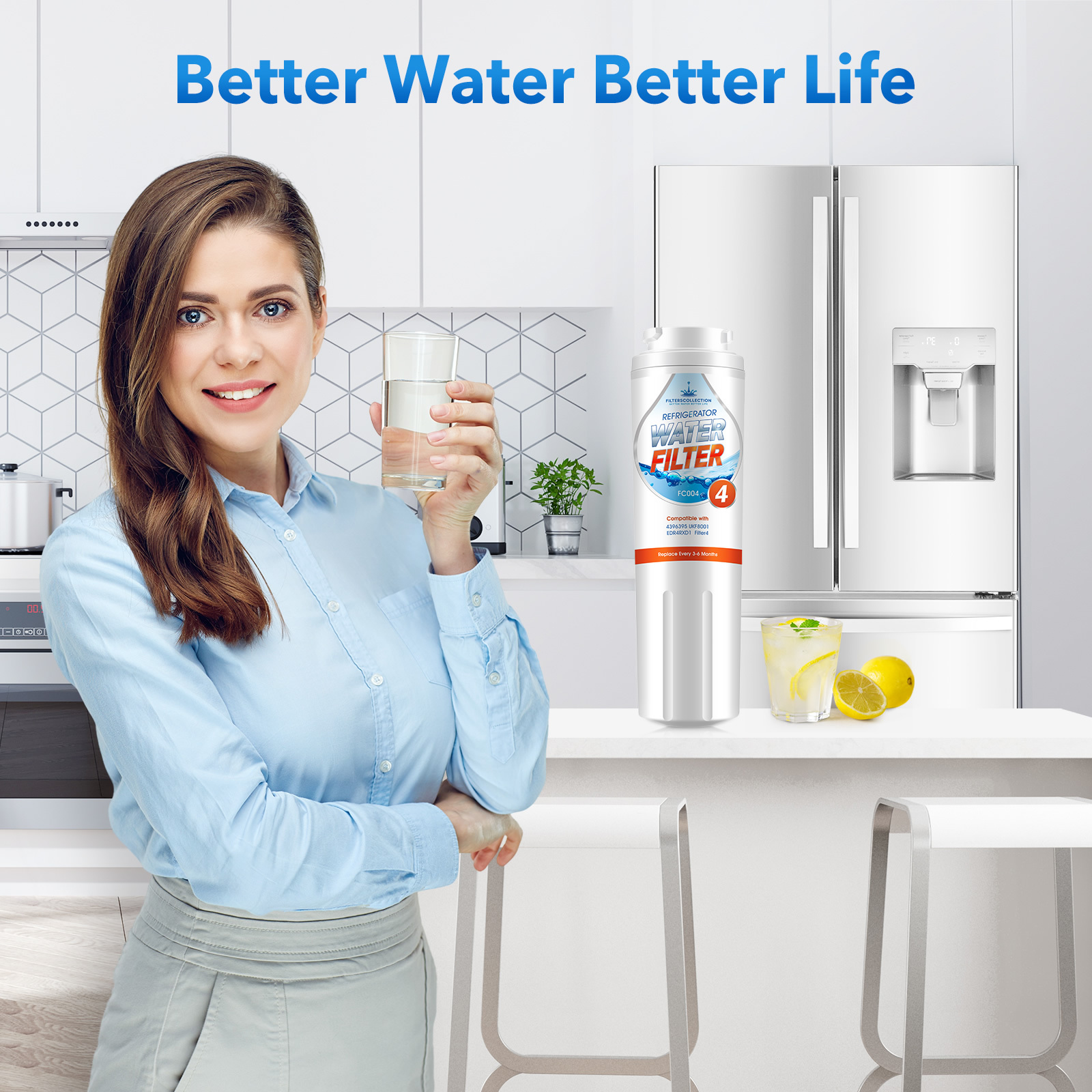 EDR4RXD1 Replacement Refrigerator Water Filter 4 for Ukf8001 4396395 Sp Wp400 3 Packs