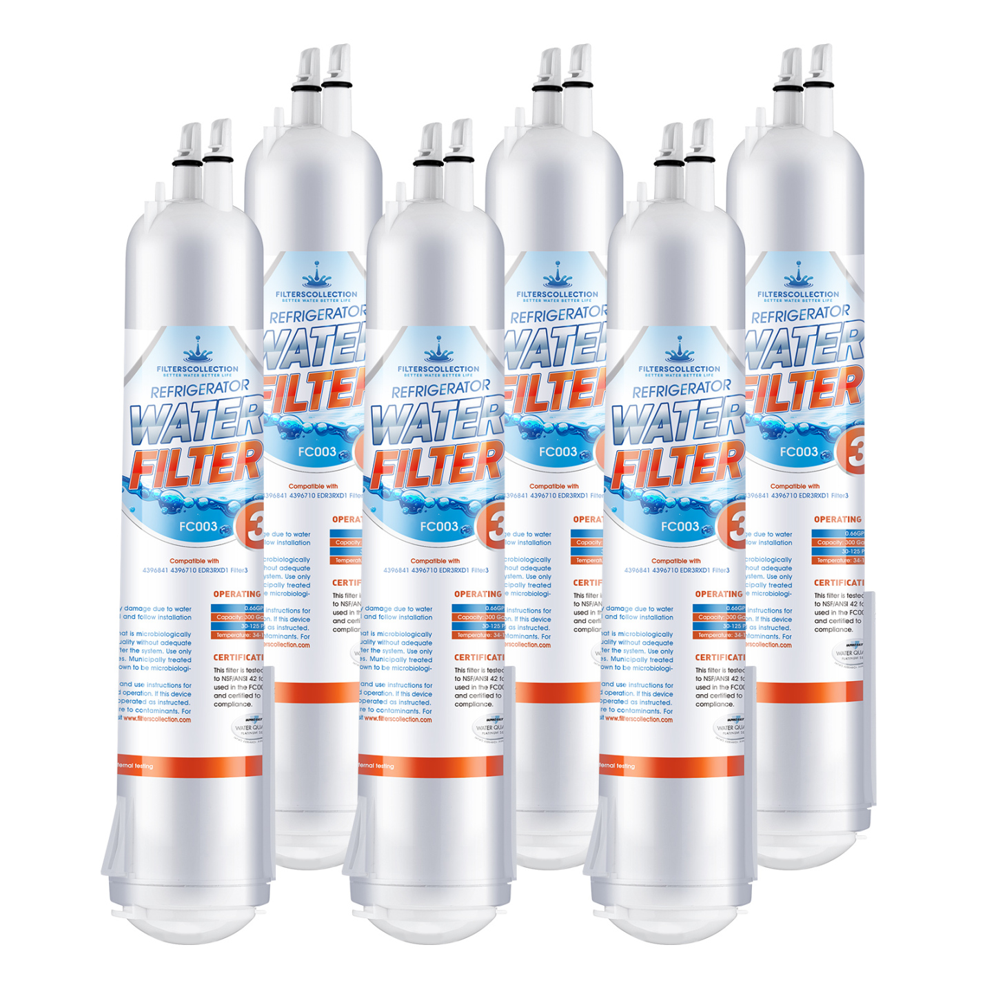 Edr3rxd1 Replacement Refrigerator Water Filter for RFC3800A 4396710 W10186667 3 Packs