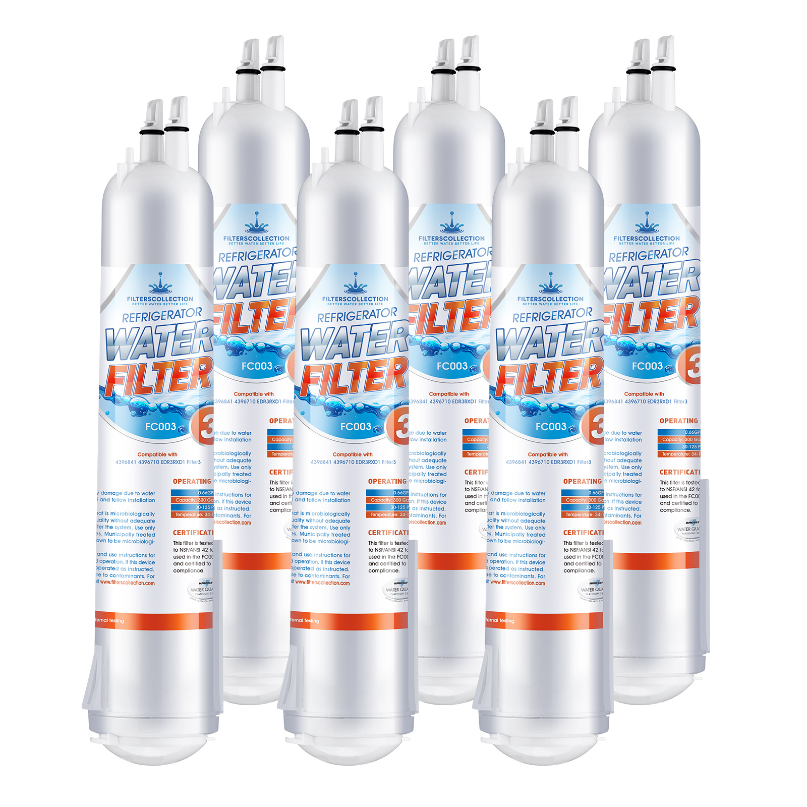 Edr3rxd1 Replacement Refrigerator Water Filter for RFC3800A 4396710 W10186667 3 Packs