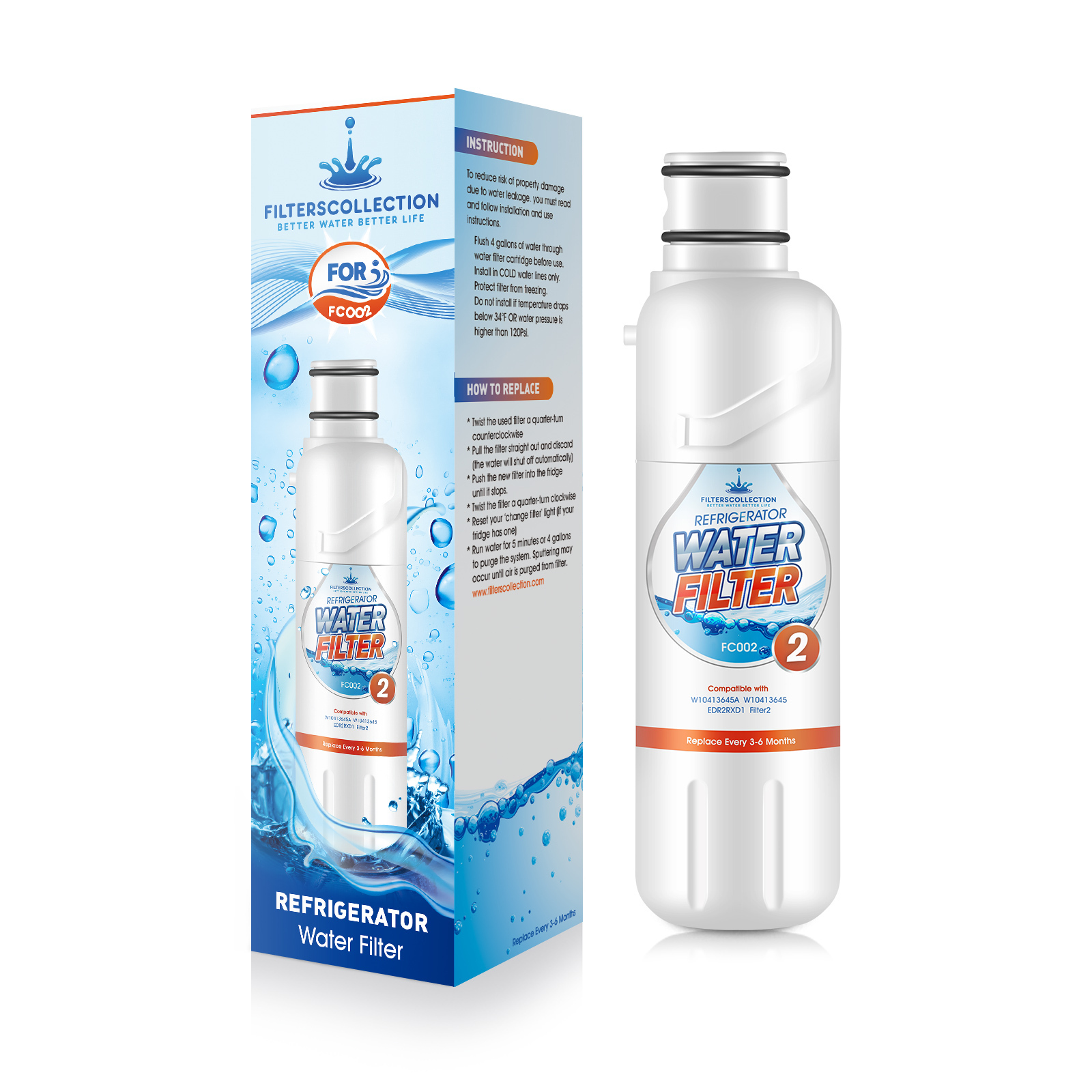 Water Filter 2 W10413645a EDR2RXD1 Replacement Refrigerator Water Filter 2 by Filterscollection 3 Packs