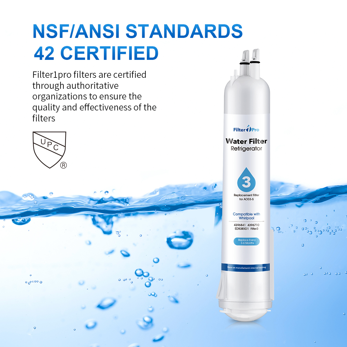Filter 3 White Replacement Refrigerator Water Filter for EDR3-RXD1 4396841 4396710 9083 ed2dhexwqoo