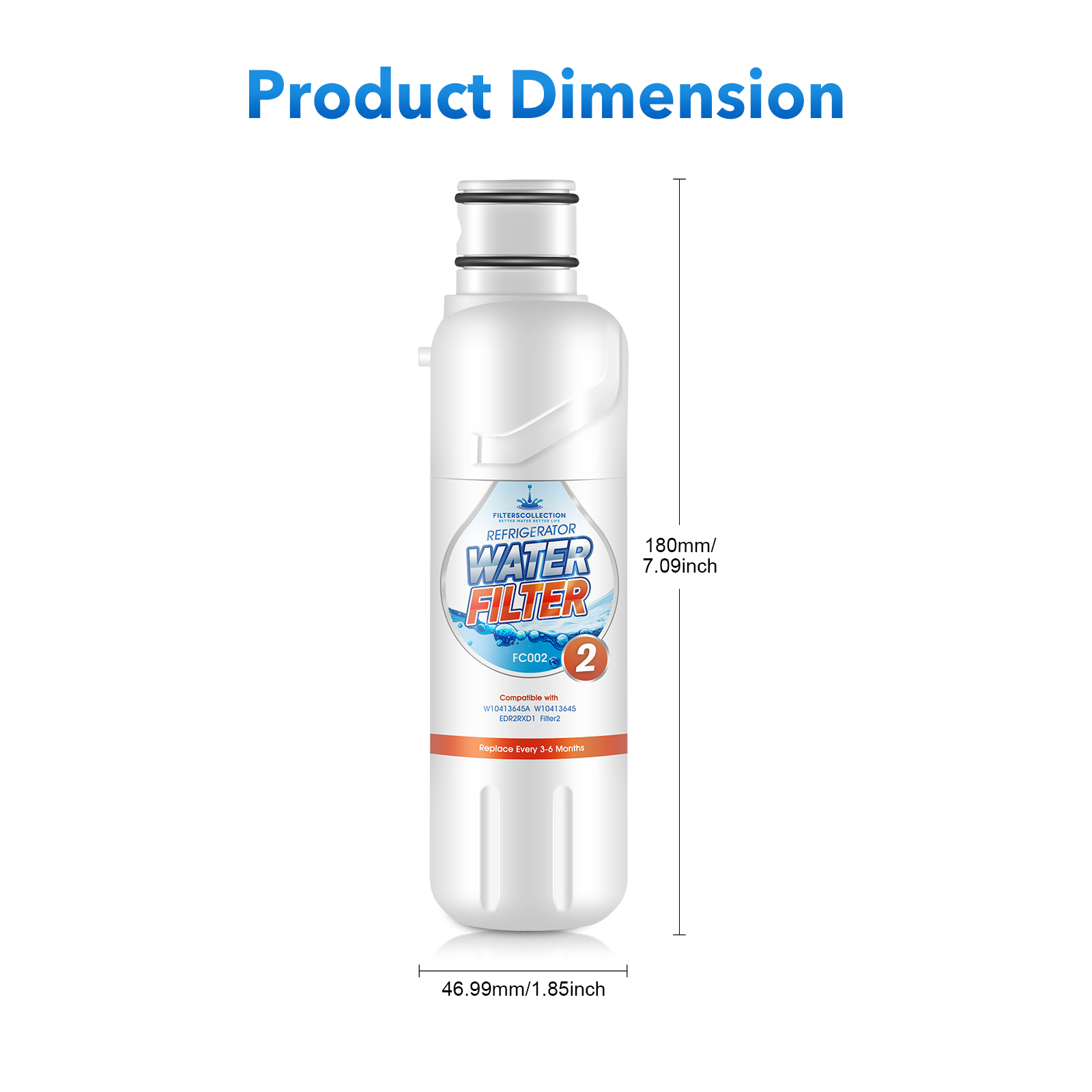 Replacement Refrigerator Water Filter Fits Edr2rxd1 W10413645a P9rfwb2l Edr2rxv2p 2 Packs