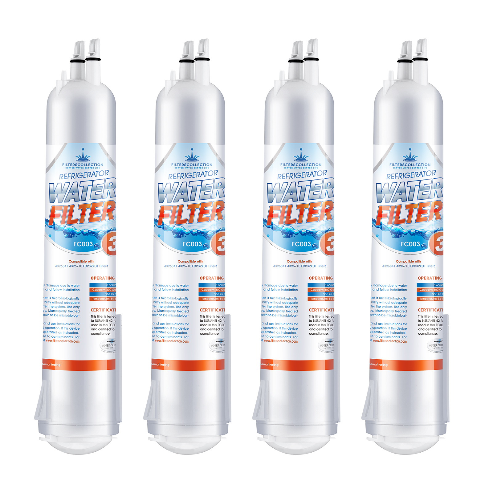 EDR3RXD1 Every drop Filter 3 Replacement Refrigerator Filter 4396841 4396710 ed5kvexv007 4 Packs