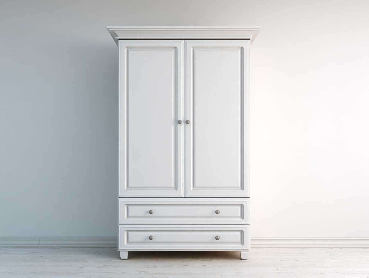 Armario de madera - estructura de madera - 110x55x200 cm - blanco - para dormitorio - diseño clásico con almacenaje