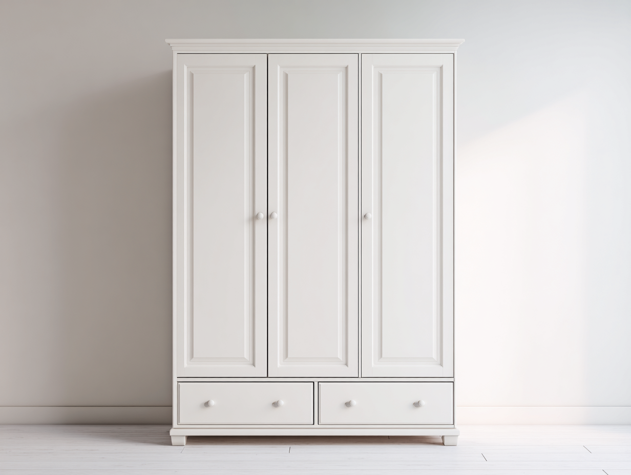 Armario de madera para dormitorio - estructura de madera - 150x55x200 cm - blanco - para dormitorio - diseño clásico con espacio de almacenamiento