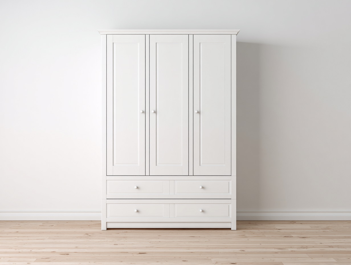 Armario de madera 110x58x185 cm - blanco - para dormitorio - diseño moderno