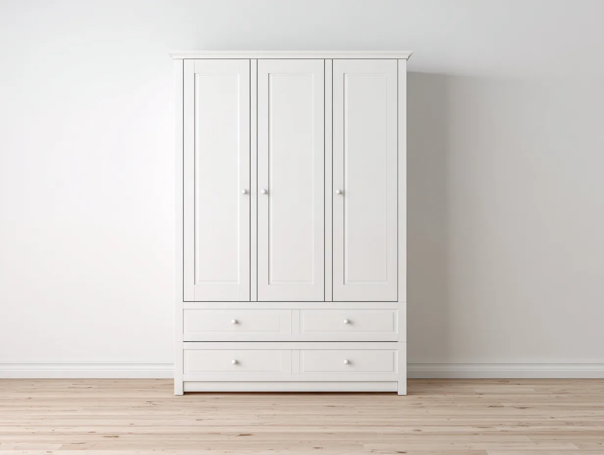 Armario de madera 110x58x185 cm - blanco - para dormitorio - diseño moderno