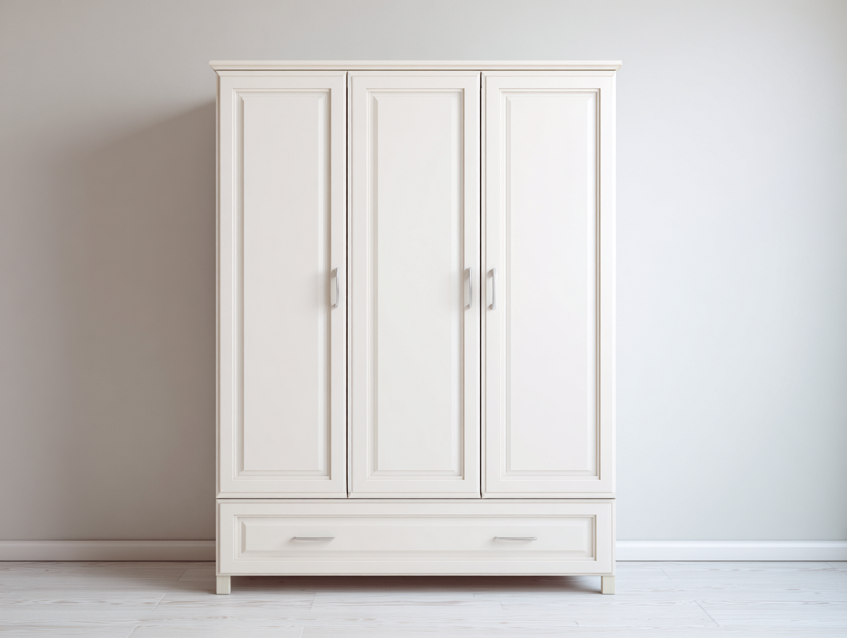 Armario de madera 140x55x190 cm - blanco - para dormitorio - diseño moderno