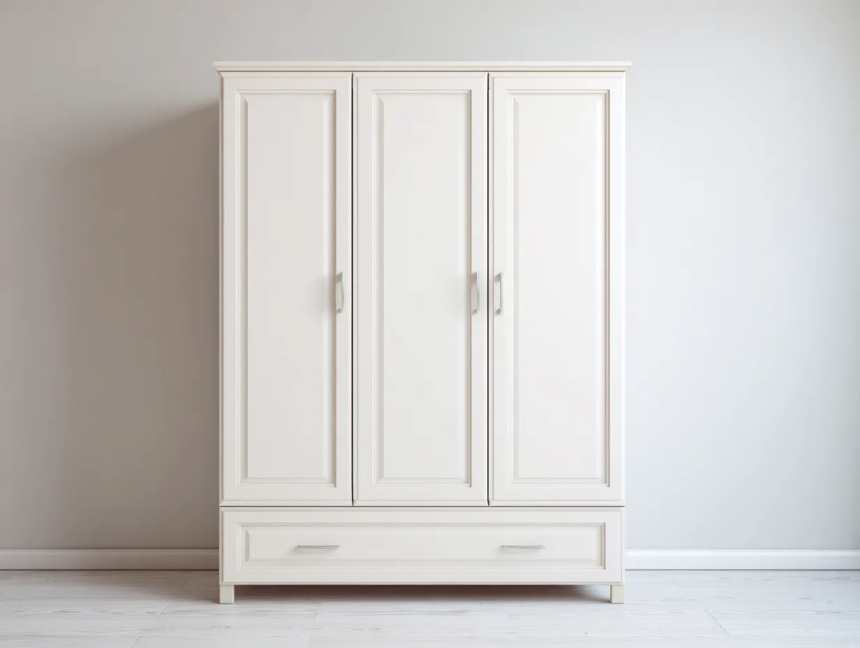 Armario de madera 140x55x190 cm - blanco - para dormitorio - diseño moderno