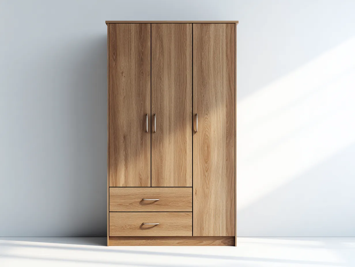 Armario de madera para dormitorio - estructura de madera - 120x55x200 cm - marrón - para dormitorio - diseño moderno con almacenamiento integrado