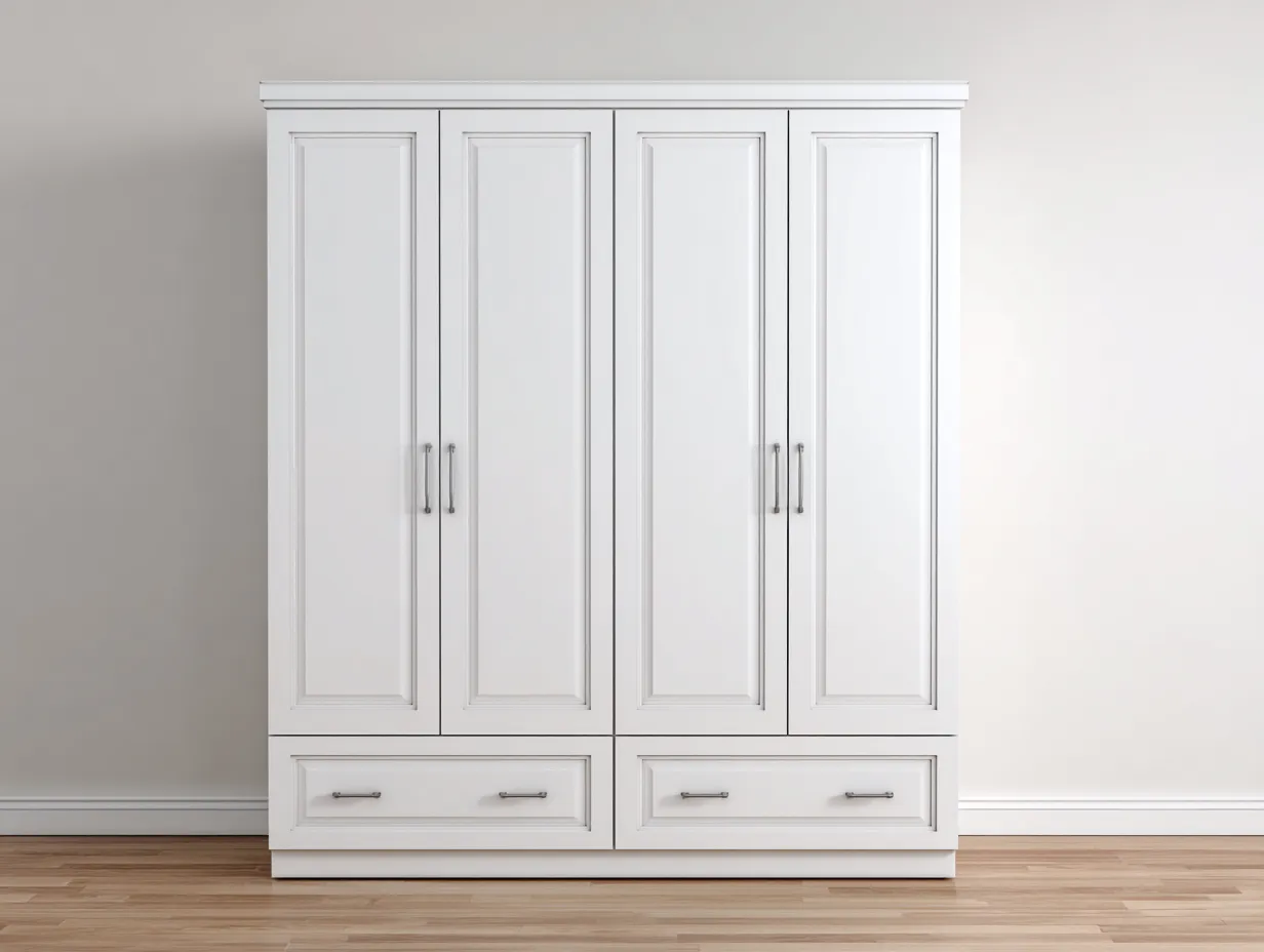 Armario de dormitorio de madera - estructura de madera - 165x60x190 cm - blanco - para dormitorio - diseño clásico con espacio de almacenaje