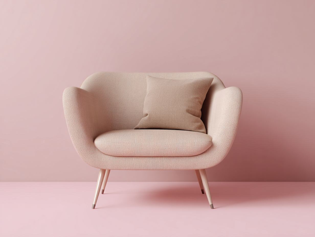 Sillón tapizado de tela - tejido resistente - 75x75x80 cm - beige/madera clara - para salón - diseño moderno y confortable