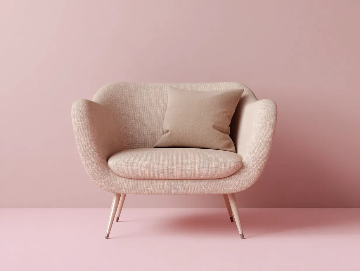 Sillón tapizado de tela - tejido resistente - 75x75x80 cm - beige/madera clara - para salón - diseño moderno y confortable