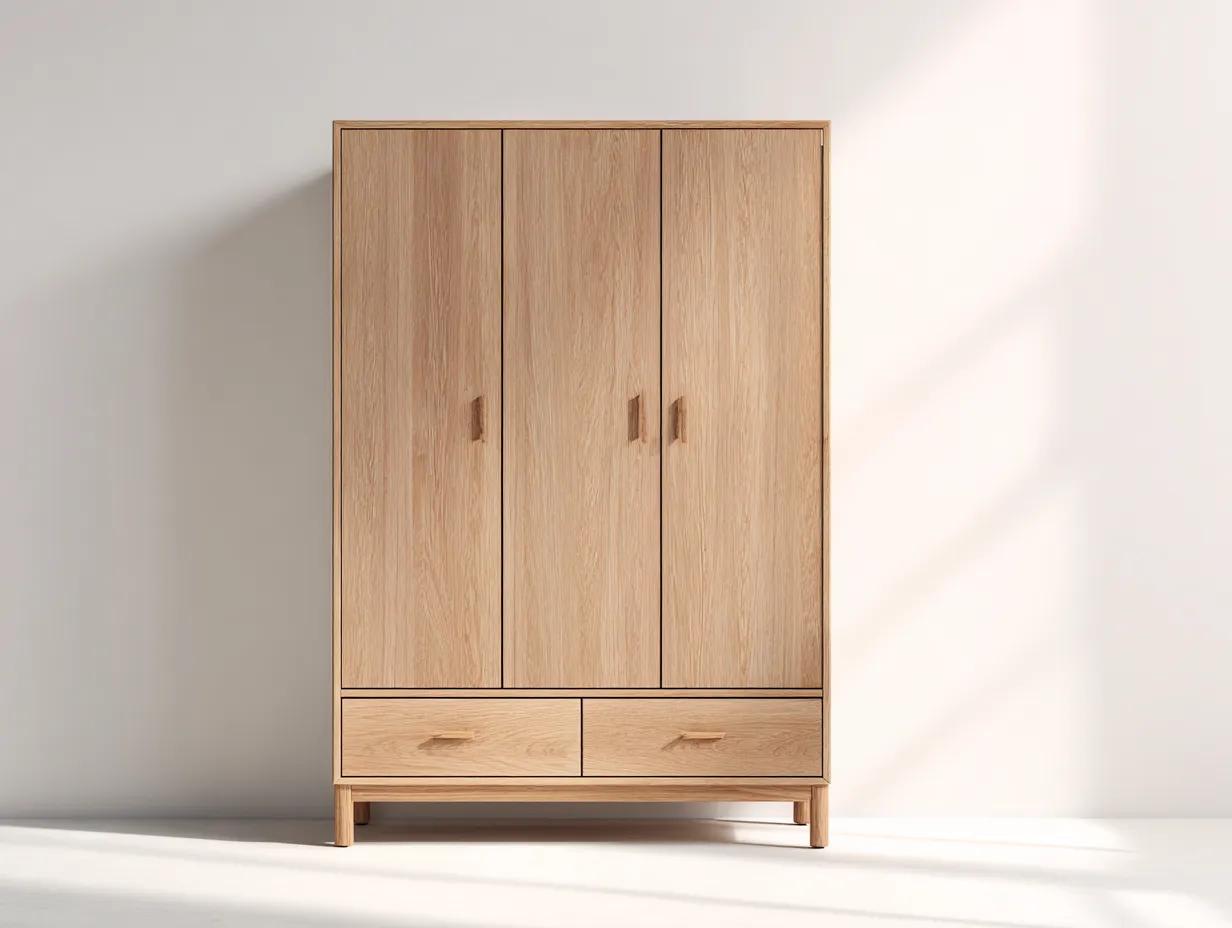 Armario de madera de roble 120x55x180 cm - roble claro - para dormitorio - diseño moderno