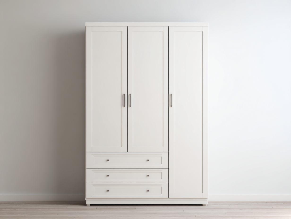 Armario de madera 125x55x195 cm - blanco - para dormitorio - diseño moderno