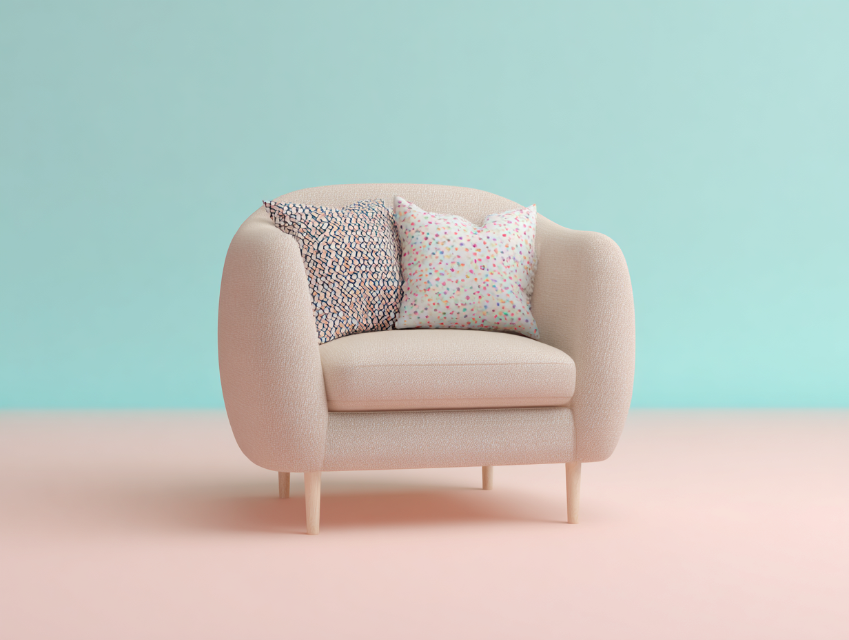 Sillón de tela 88x82x92 cm - beige/madera clara - para sala de estar - diseño moderno