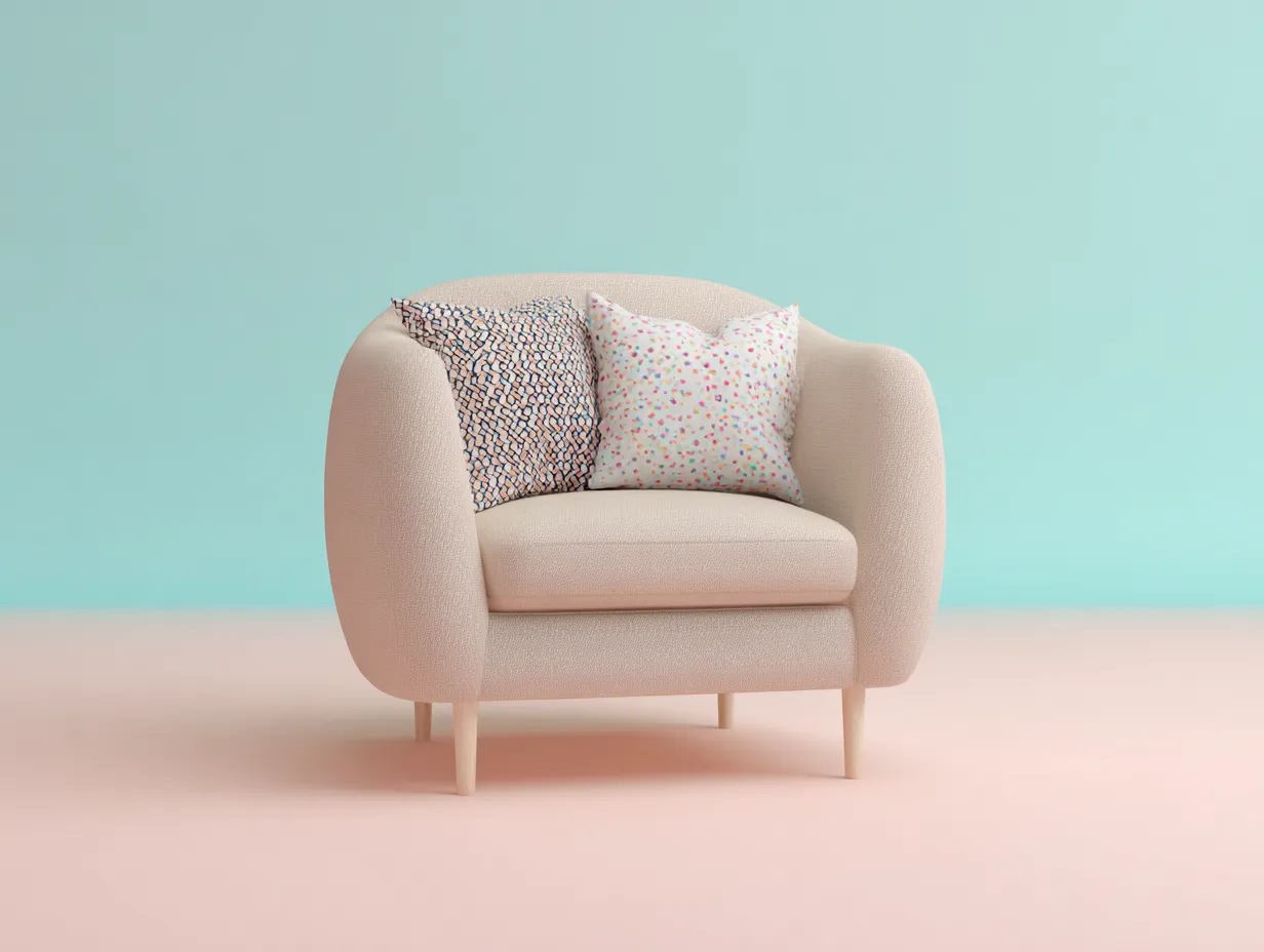 Sillón de tela 88x82x92 cm - beige/madera clara - para sala de estar - diseño moderno