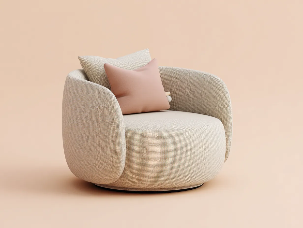 Sillón tapizado de tela - tejido resistente - 78x76x72 cm - beige - para salón - diseño moderno envolvente