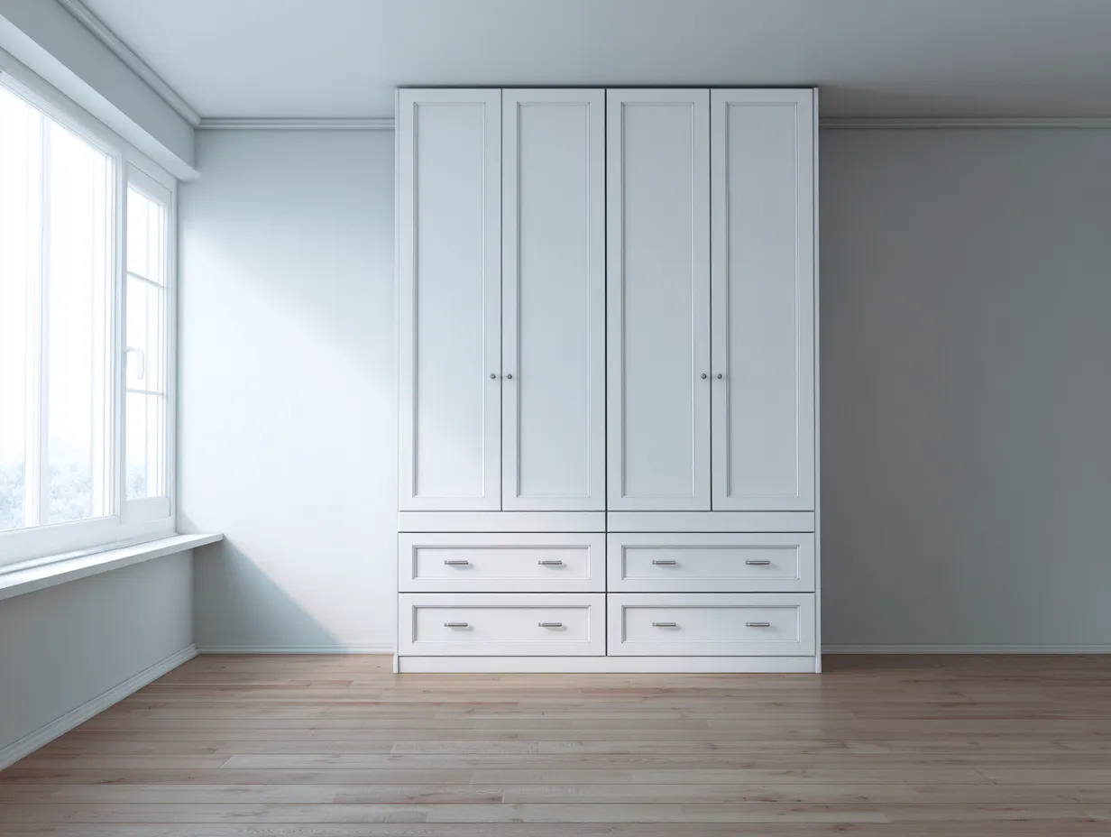 Armario de madera 160x60x220 cm - blanco - para dormitorio - diseño moderno