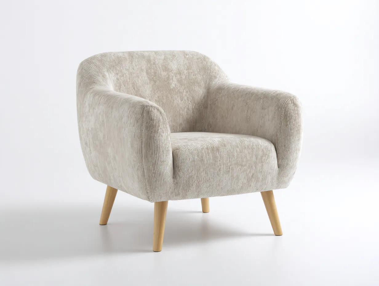 Sillón de tela 78x75x82 cm - beige/color natural - para sala de estar - diseño moderno