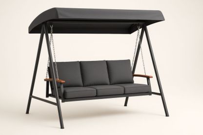 Balancelle de jardin avec coussins en polyester gris