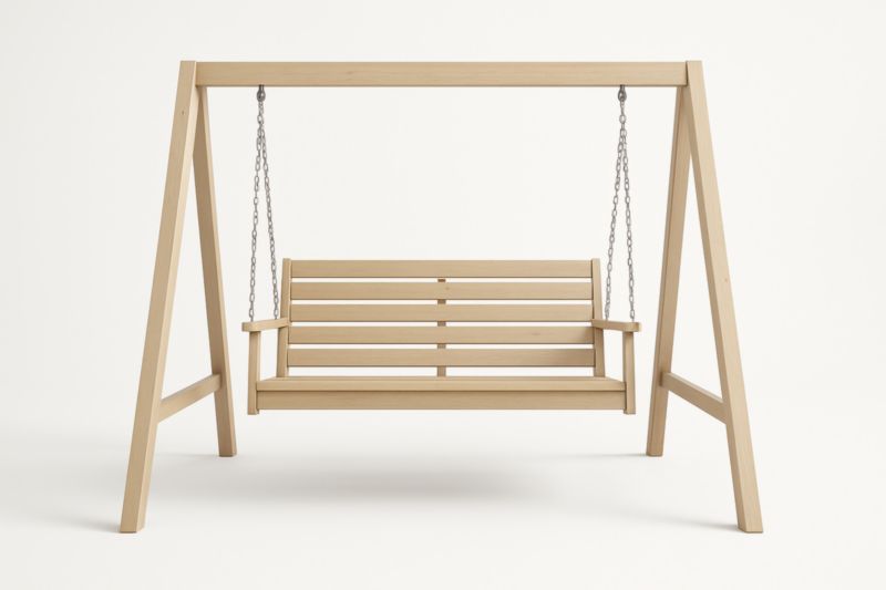 Balançoire en bois d'hévéa avec chaînes en métal