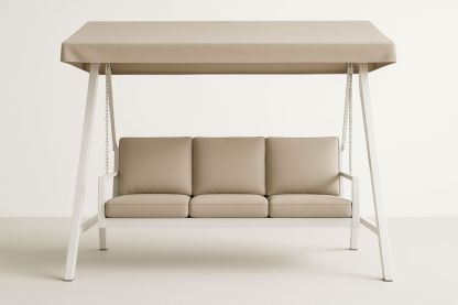 Balancelle d'extérieur en aluminium avec coussins en polyester Beige