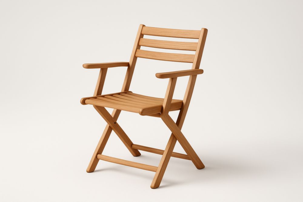 Sedia pieghevole da giardino in legno massello con braccioli