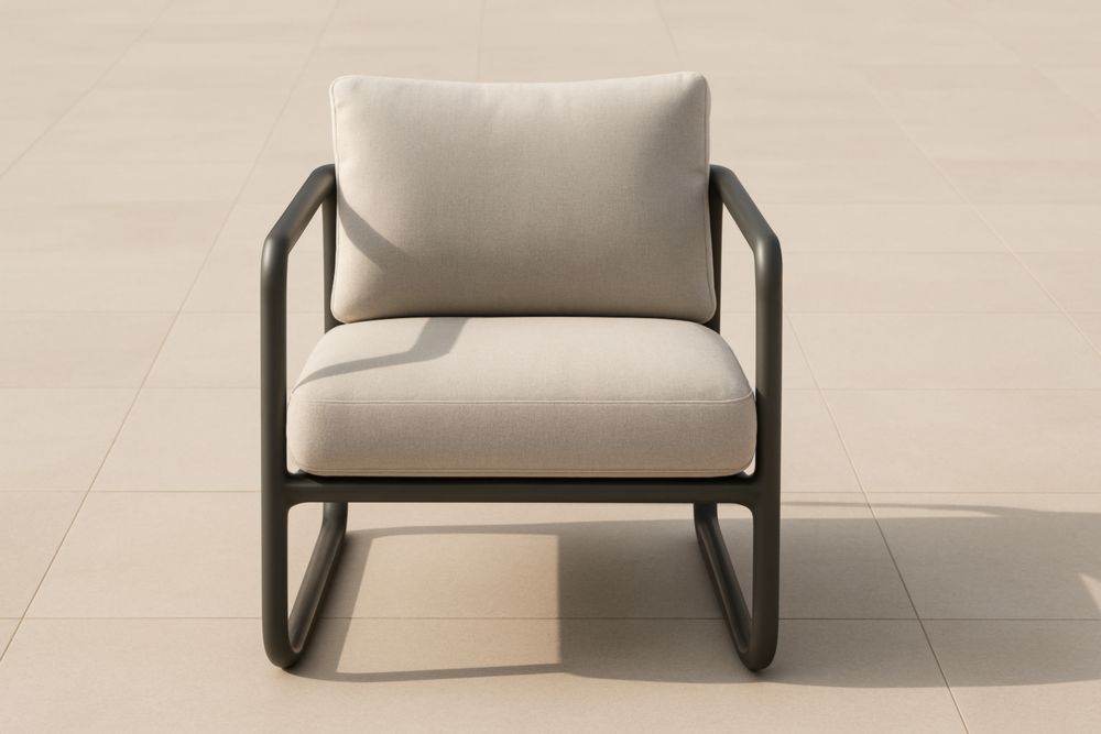 Sedia da giardino in alluminio con cuscino in tessuto di poliestere beige