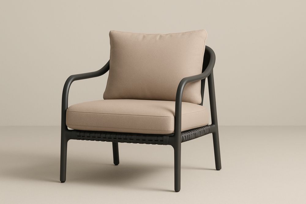 Sedia da giardino in alluminio e tessuto di poliestere beige